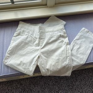White pull on pants by soft surroundings in a cotton blend in elastic waist band